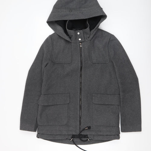 Atmosphere Women Grey Hooded Wool Blend Parka Jacket Size 8
