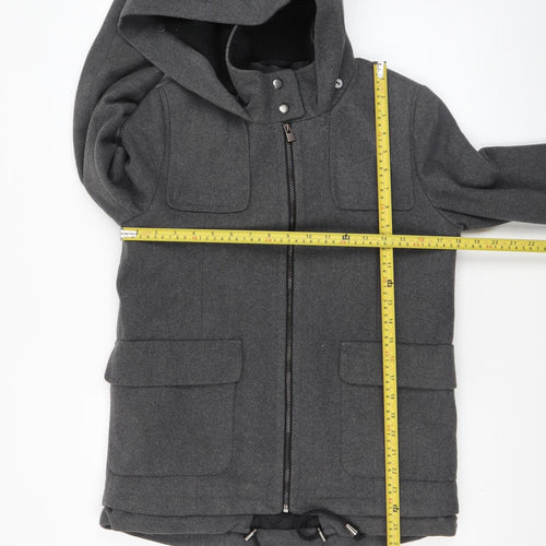 Atmosphere Women Grey Hooded Wool Blend Parka Jacket Size 8