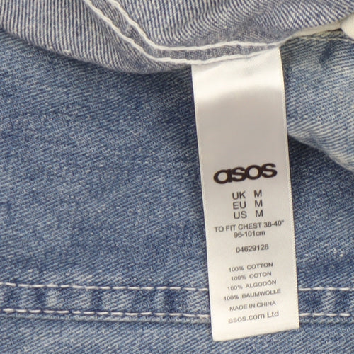 ASOS Mens Blue Denim Cotton Basic Jacket Size M 38in Classic Casual