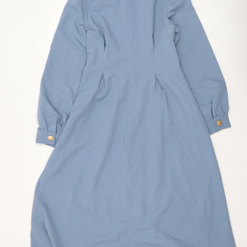 M. Adam Women Blue Midi Shirt Dress Long Sleeve Size M