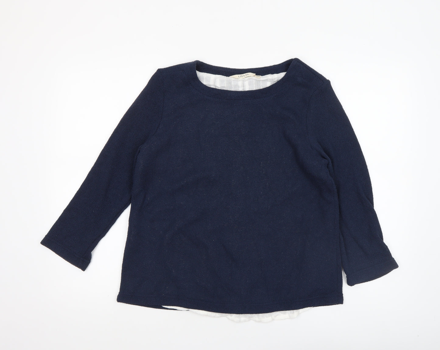 Lily & Me Women's Blue 3/4 Sleeve Cotton Knit Blouse Size 12