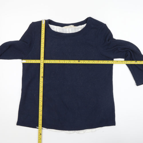 Lily & Me Women's Blue 3/4 Sleeve Cotton Knit Blouse Size 12