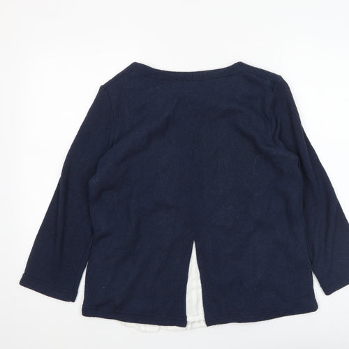 Lily & Me Women's Blue 3/4 Sleeve Cotton Knit Blouse Size 12