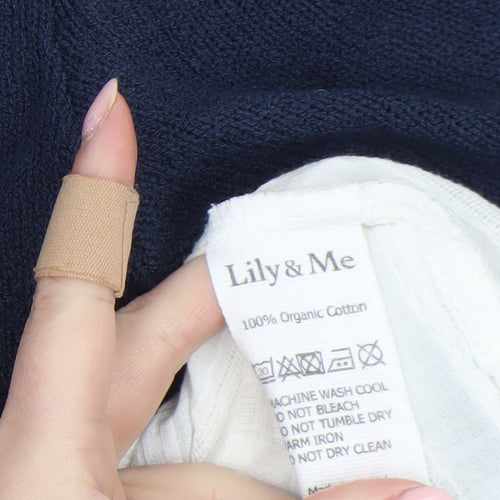 Lily & Me Women's Blue 3/4 Sleeve Cotton Knit Blouse Size 12