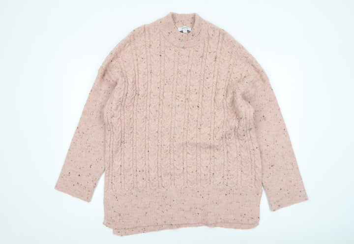 b.young Women’s Pink Cable-Knit Wool Blend Jumper Size M