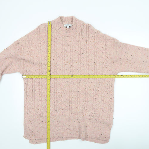 b.young Women’s Pink Cable-Knit Wool Blend Jumper Size M