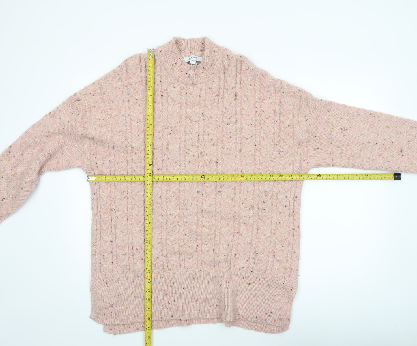 b.young Women’s Pink Cable-Knit Wool Blend Jumper Size M