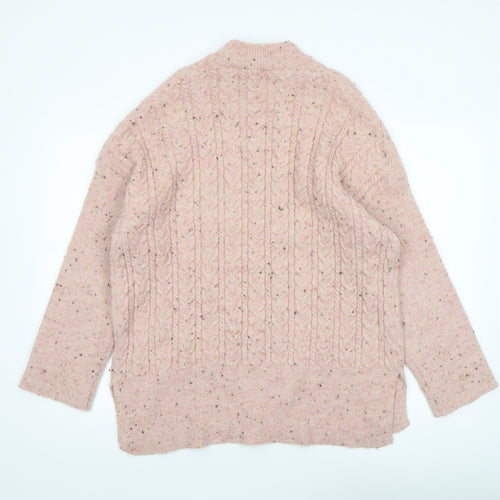 b.young Women’s Pink Cable-Knit Wool Blend Jumper Size M