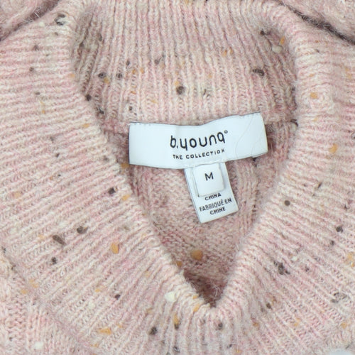 b.young Women’s Pink Cable-Knit Wool Blend Jumper Size M
