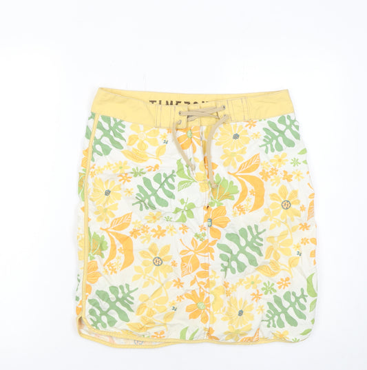 Timezone Womens Multicoloured Floral Short Wrap Cotton Skirt Size S
