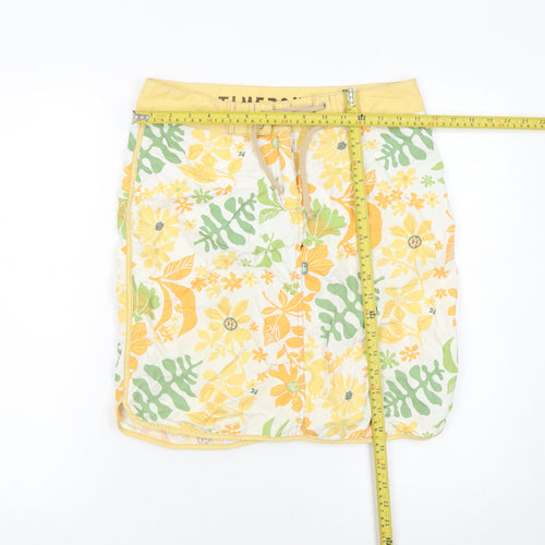 Timezone Womens Multicoloured Floral Short Wrap Cotton Skirt Size S