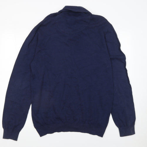 6th Sense Mens Blue Collared Button Cotton Jumper XL