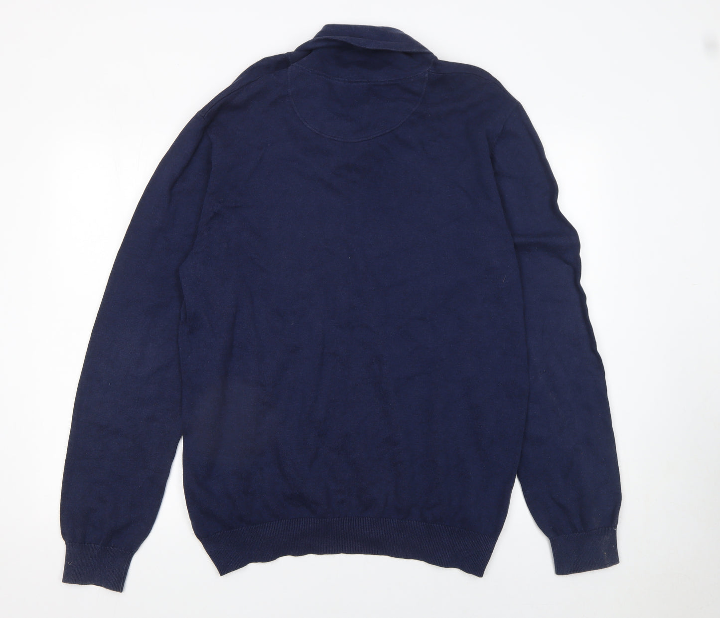 6th Sense Mens Blue Collared Button Cotton Jumper XL