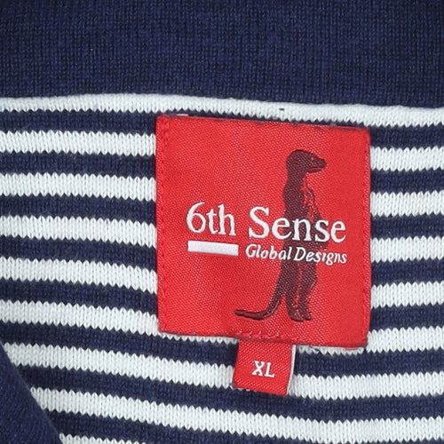 6th Sense Mens Blue Collared Button Cotton Jumper XL