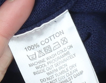 6th Sense Mens Blue Collared Button Cotton Jumper XL