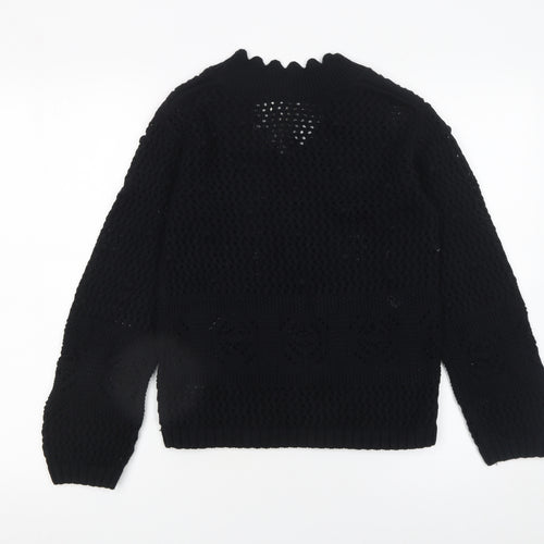 Marks and Spencer Per Una Womens Black Cotton V-Neck Knit Jumper XS