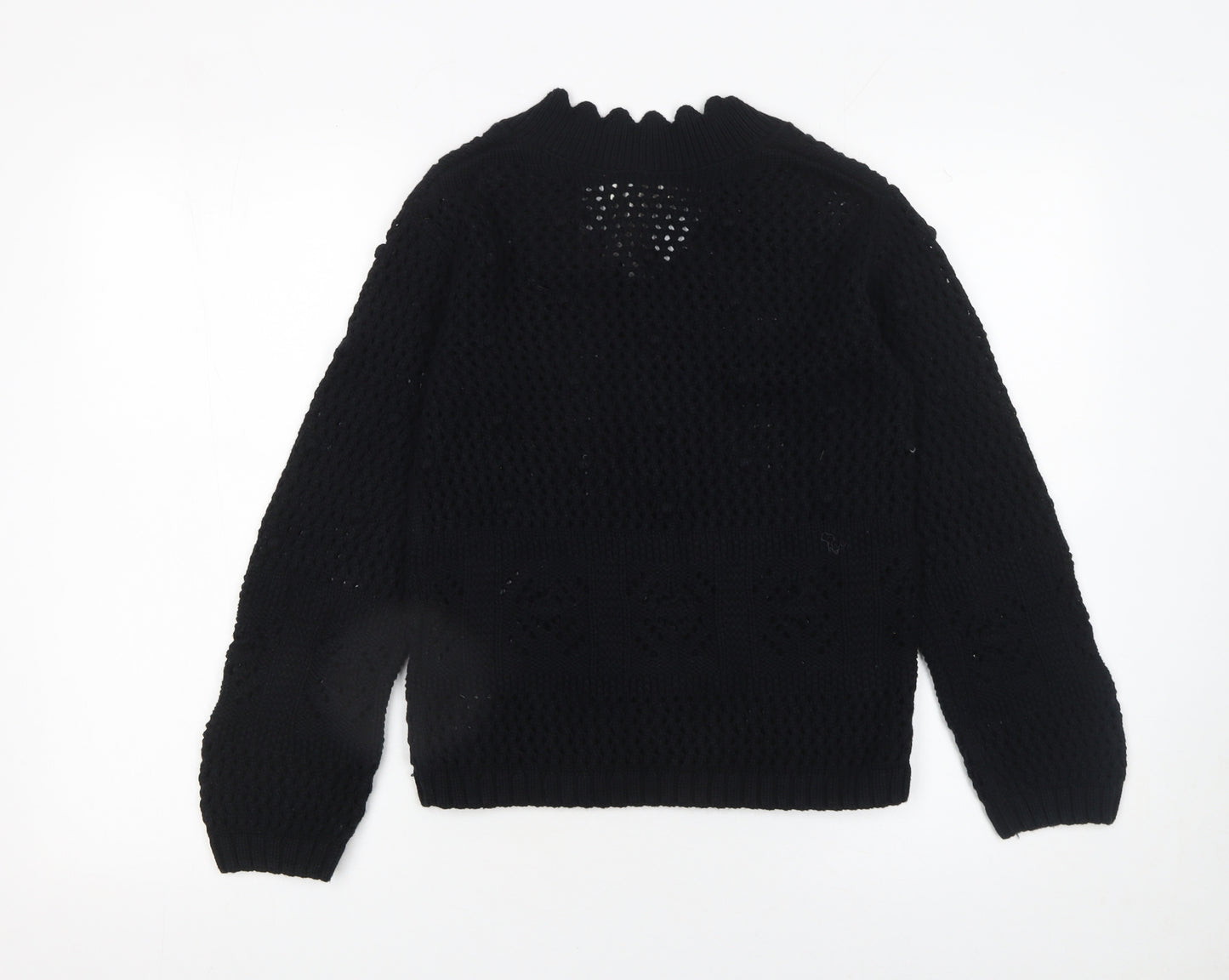 Marks and Spencer Per Una Womens Black Cotton V-Neck Knit Jumper XS