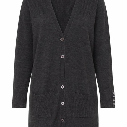 BHS Women’s Grey Longline Button Cardigan Size 14 Knitwear