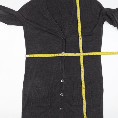 BHS Women’s Grey Longline Button Cardigan Size 14 Knitwear