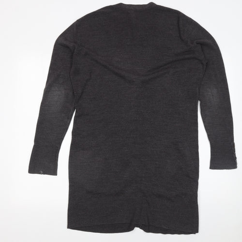 BHS Women’s Grey Longline Button Cardigan Size 14 Knitwear