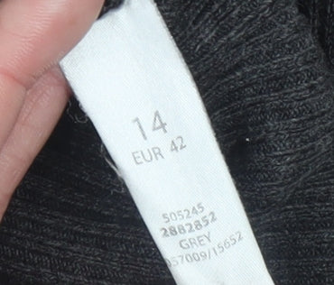 BHS Women’s Grey Longline Button Cardigan Size 14 Knitwear