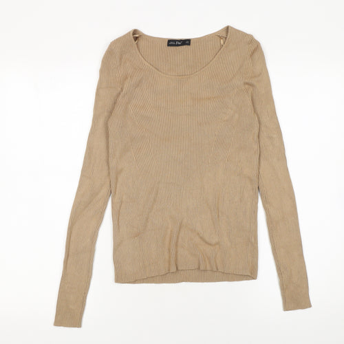 F&F Women’s Beige Slim Fit Ribbed Knit Long Sleeve Jumper Size S