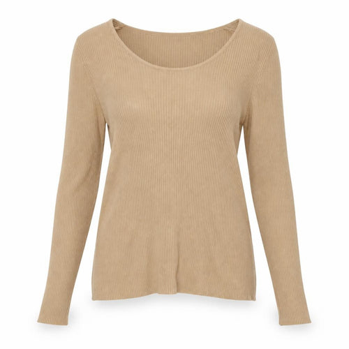 F&F Women’s Beige Slim Fit Ribbed Knit Long Sleeve Jumper Size S