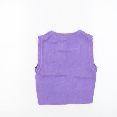 Zara Womens Purple Cropped Knit Tank Top Size S