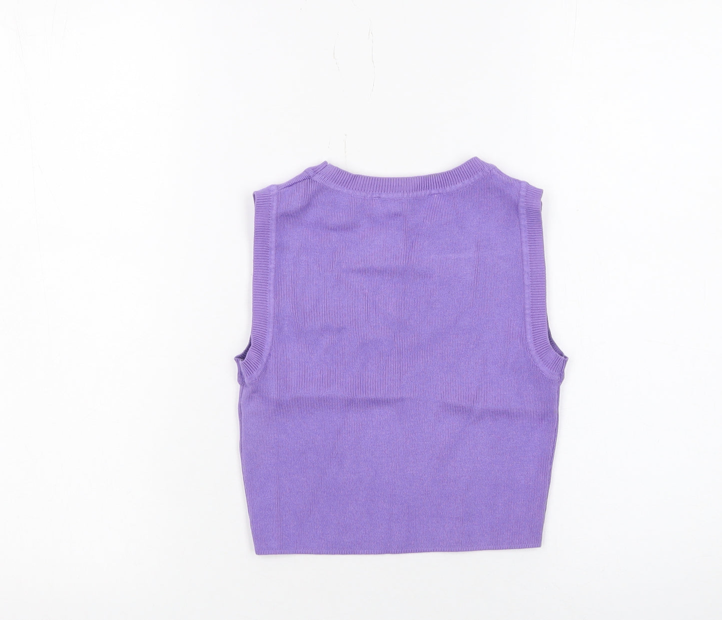 Zara Womens Purple Cropped Knit Tank Top Size S