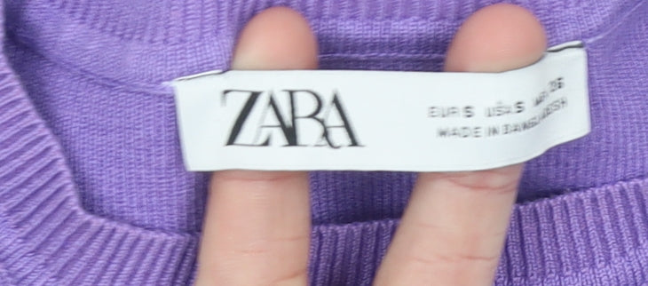Zara Womens Purple Cropped Knit Tank Top Size S
