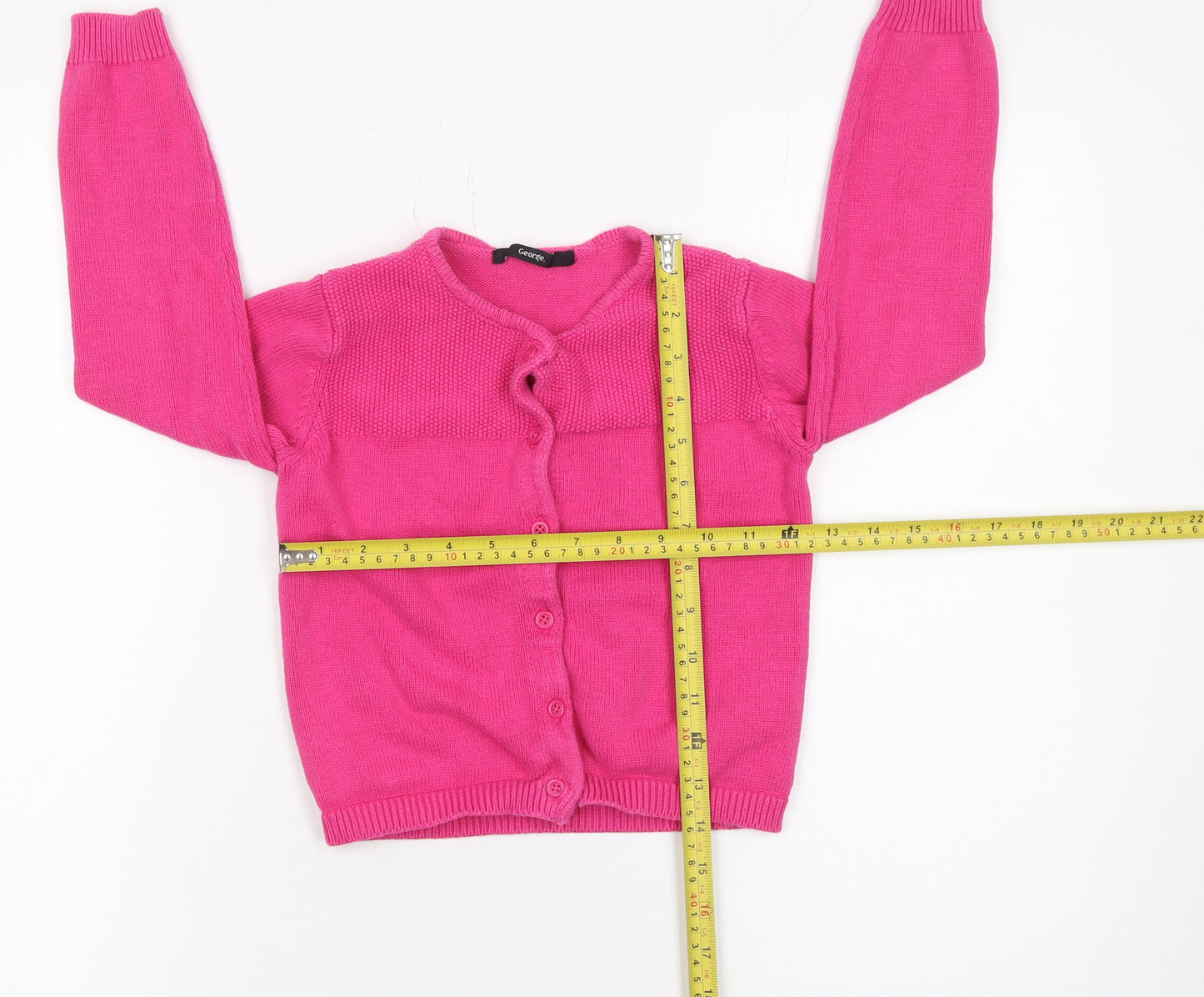 George Girls Pink 100% Cotton Button Up Cardigan 5-6 Years