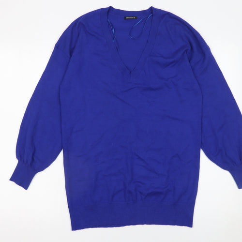 Roman Women’s Blue V-Neck Long Sleeve Pullover Jumper Size 10