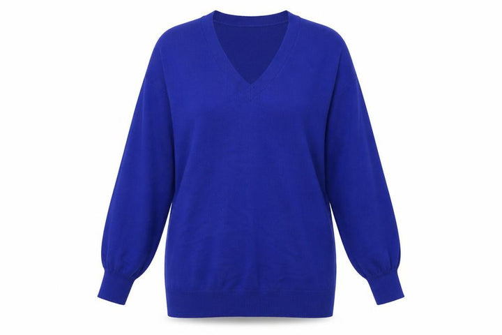 Roman Women’s Blue V-Neck Long Sleeve Pullover Jumper Size 10