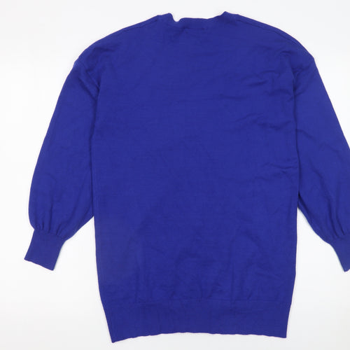 Roman Women’s Blue V-Neck Long Sleeve Pullover Jumper Size 10