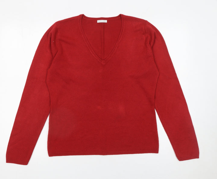 Matalan Women Red V-Neck Acrylic Knit Jumper Size 16