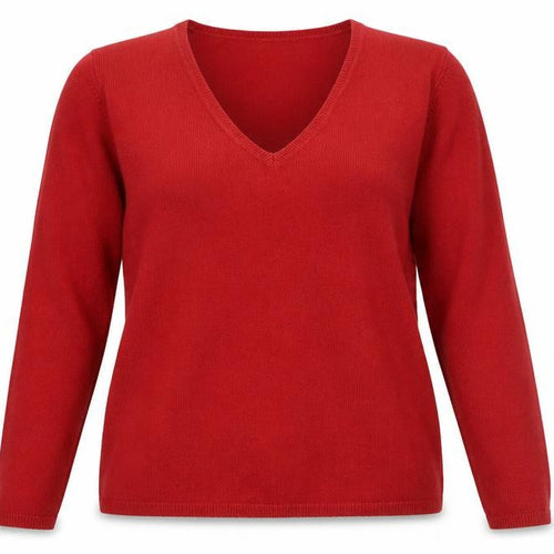 Matalan Women Red V-Neck Acrylic Knit Jumper Size 16