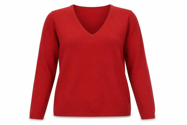 Matalan Women Red V-Neck Acrylic Knit Jumper Size 16