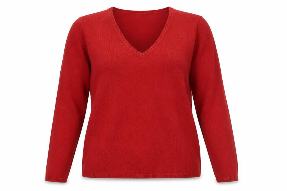 Matalan Women Red V-Neck Acrylic Knit Jumper Size 16