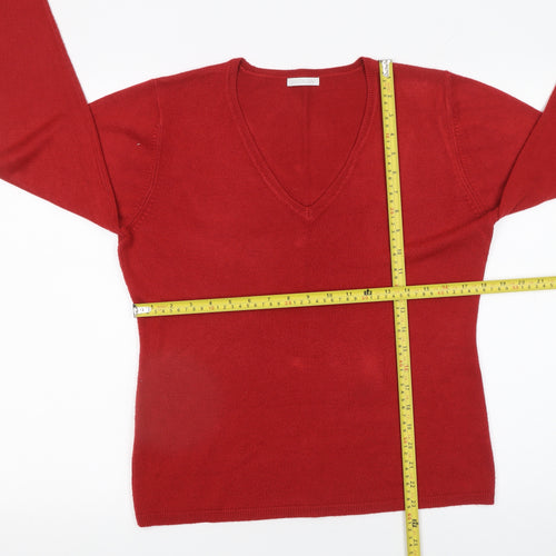 Matalan Women Red V-Neck Acrylic Knit Jumper Size 16