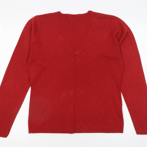 Matalan Women Red V-Neck Acrylic Knit Jumper Size 16