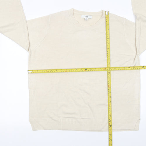 Marks and Spencer Women Beige Cotton Modal Crew Neck Jumper Size 18
