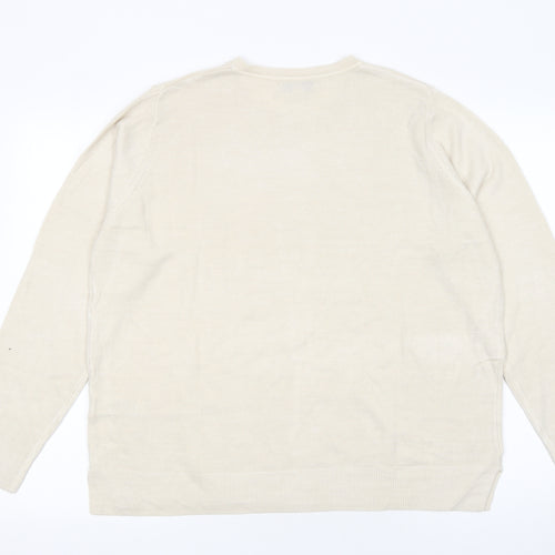 Marks and Spencer Women Beige Cotton Modal Crew Neck Jumper Size 18