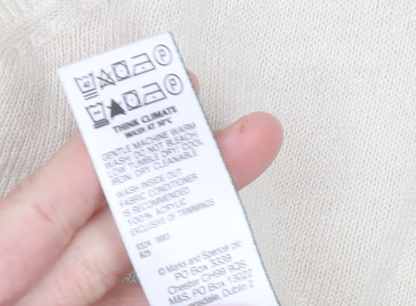 Marks and Spencer Women Beige Cotton Modal Crew Neck Jumper Size 18