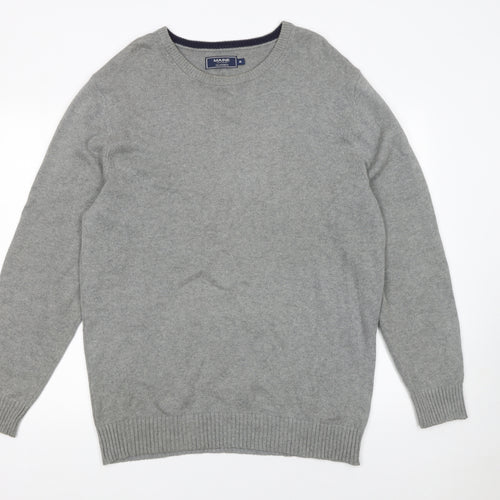Maine New England Men’s Grey Cotton Crew Neck Jumper M Classic Knitwear