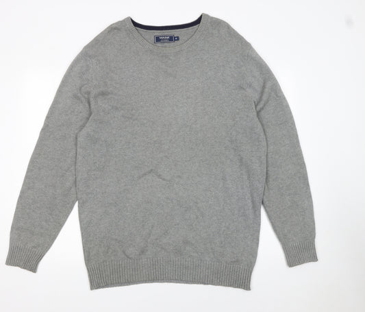 Maine New England Men’s Grey Cotton Crew Neck Jumper M Classic Knitwear
