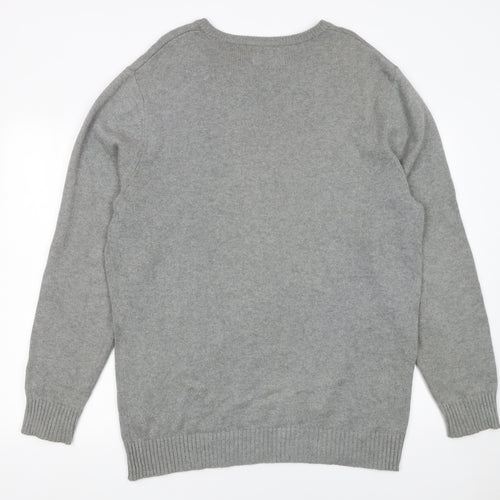 Maine New England Men’s Grey Cotton Crew Neck Jumper M Classic Knitwear