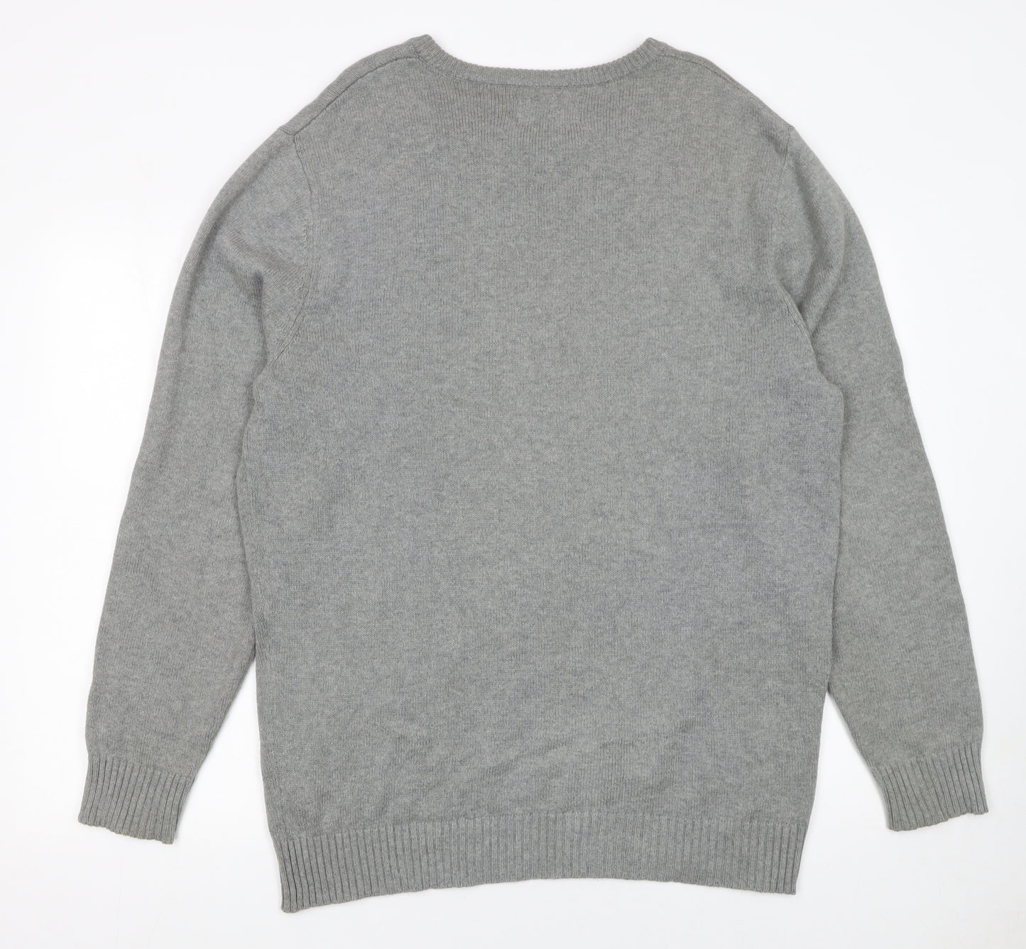 Maine New England Men’s Grey Cotton Crew Neck Jumper M Classic Knitwear
