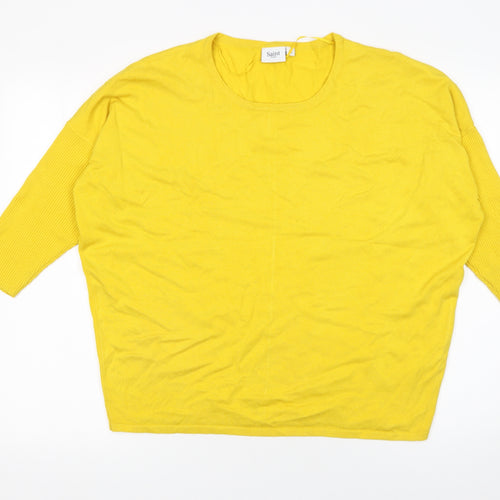 Saint Tropez Women’s Yellow Viscose Knit Jumper XL Relaxed Fit