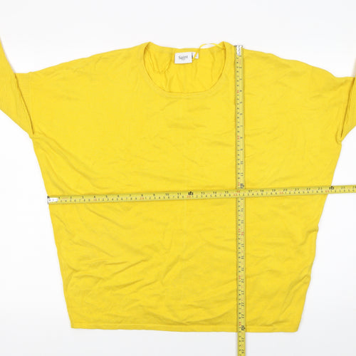 Saint Tropez Women’s Yellow Viscose Knit Jumper XL Relaxed Fit