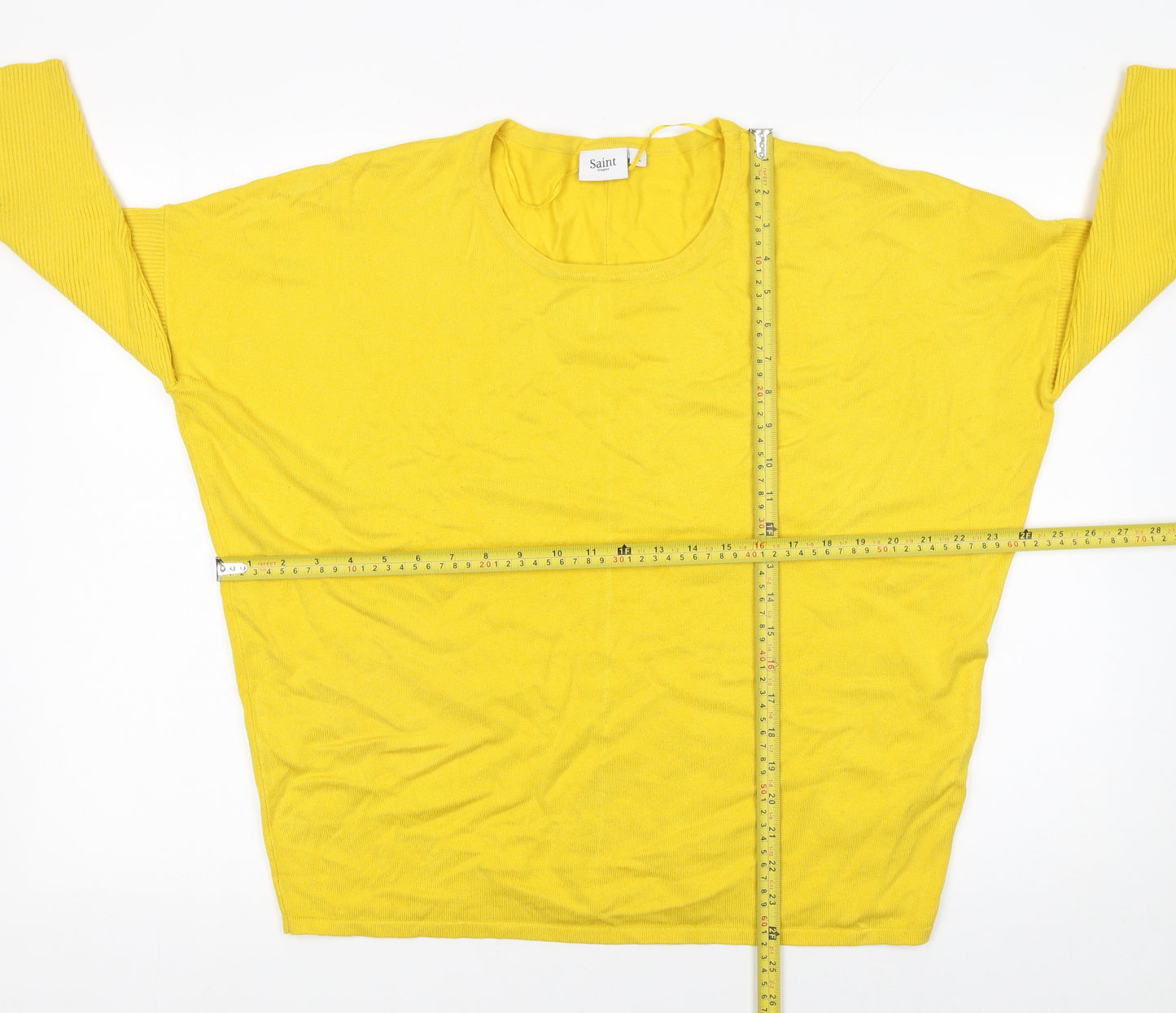 Saint Tropez Women’s Yellow Viscose Knit Jumper XL Relaxed Fit
